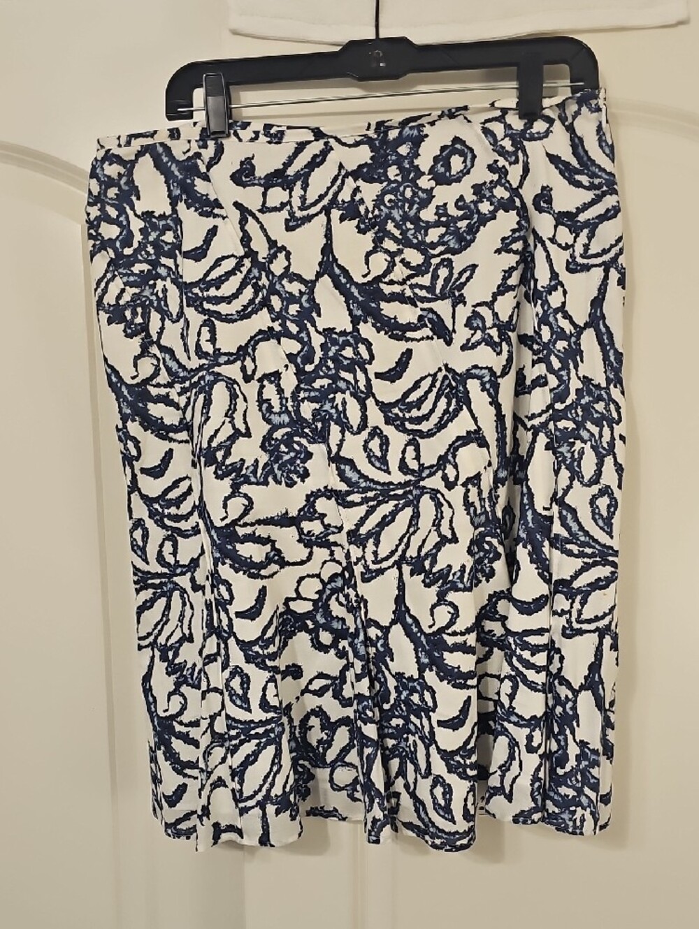 Talbots Navy Floral-Print Scoop Neck Blouse